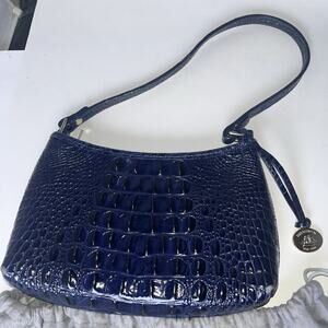 Brahmin Blue Anytime Mini Melborne Crocodile Embossed Shoulder Bag Purse EUC